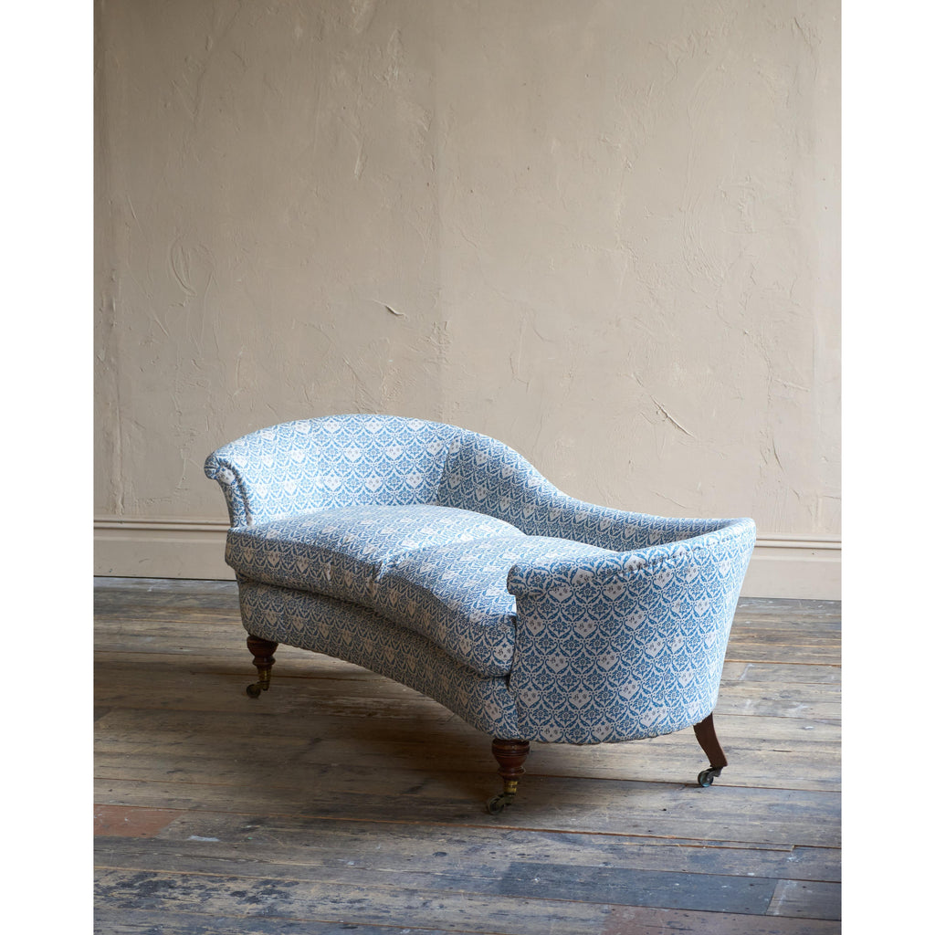 Howard and Sons Kidney Shaped Sofa - blue ticking-KONTRAST