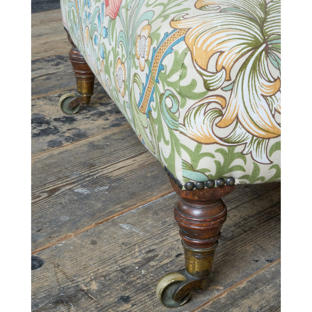 Howard and Sons Open Armchair, William Morris fabric-Antique Seating-KONTRAST