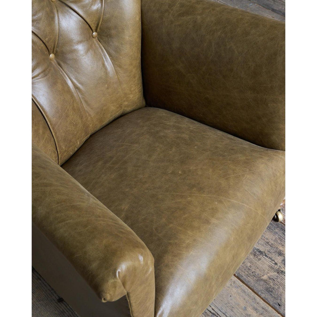 Howard and Sons Woodstock Armchair - green leather-Antique Seating-KONTRAST