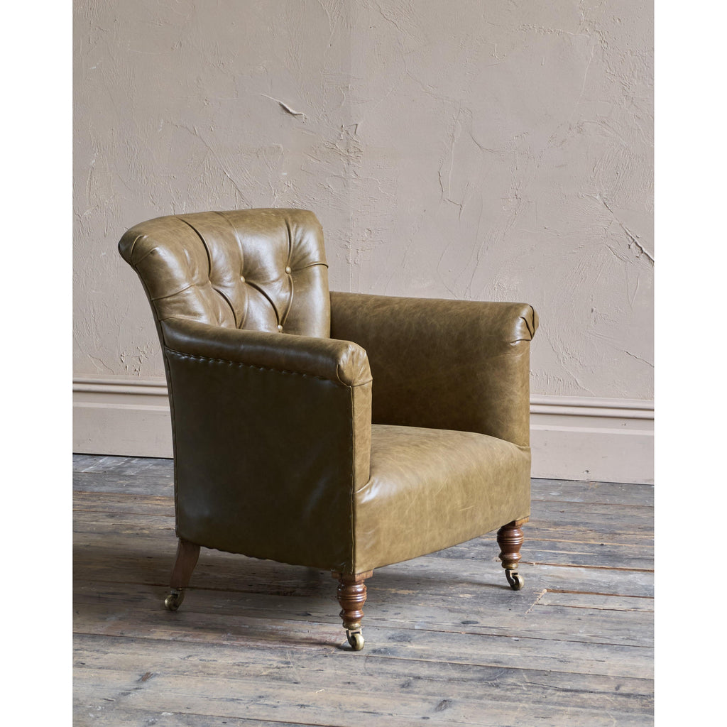 Howard and Sons Woodstock Armchair - green leather-Antique Seating-KONTRAST