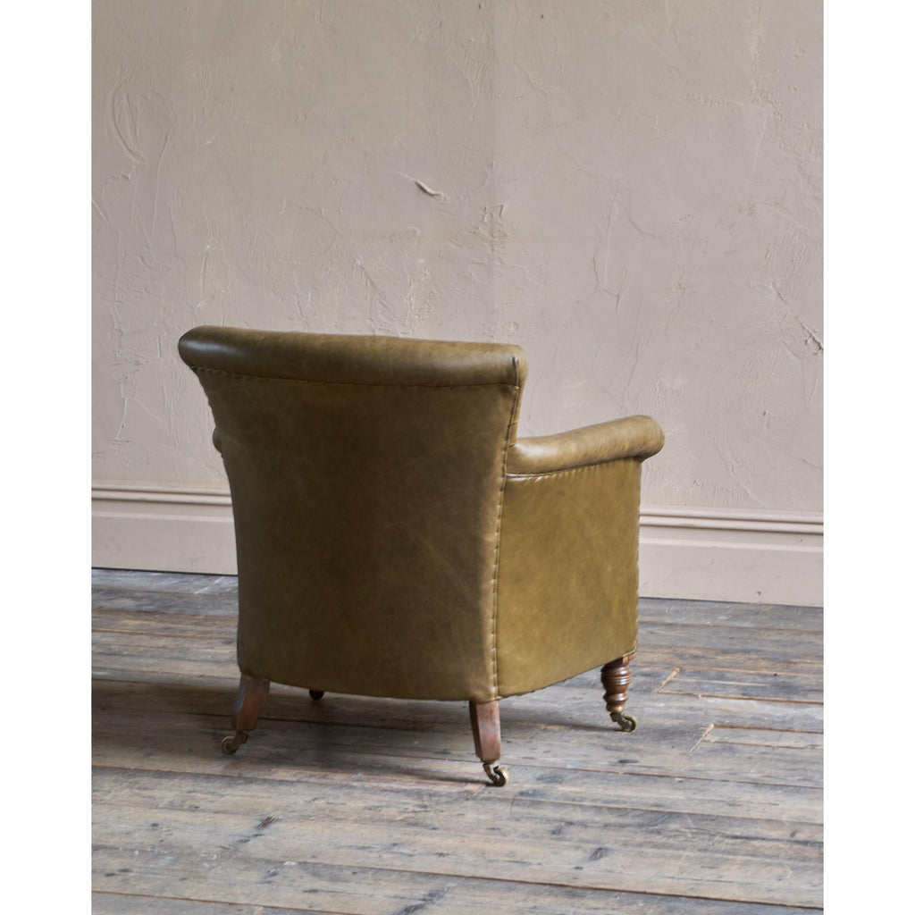 Howard and Sons Woodstock Armchair - green leather-Antique Seating-KONTRAST