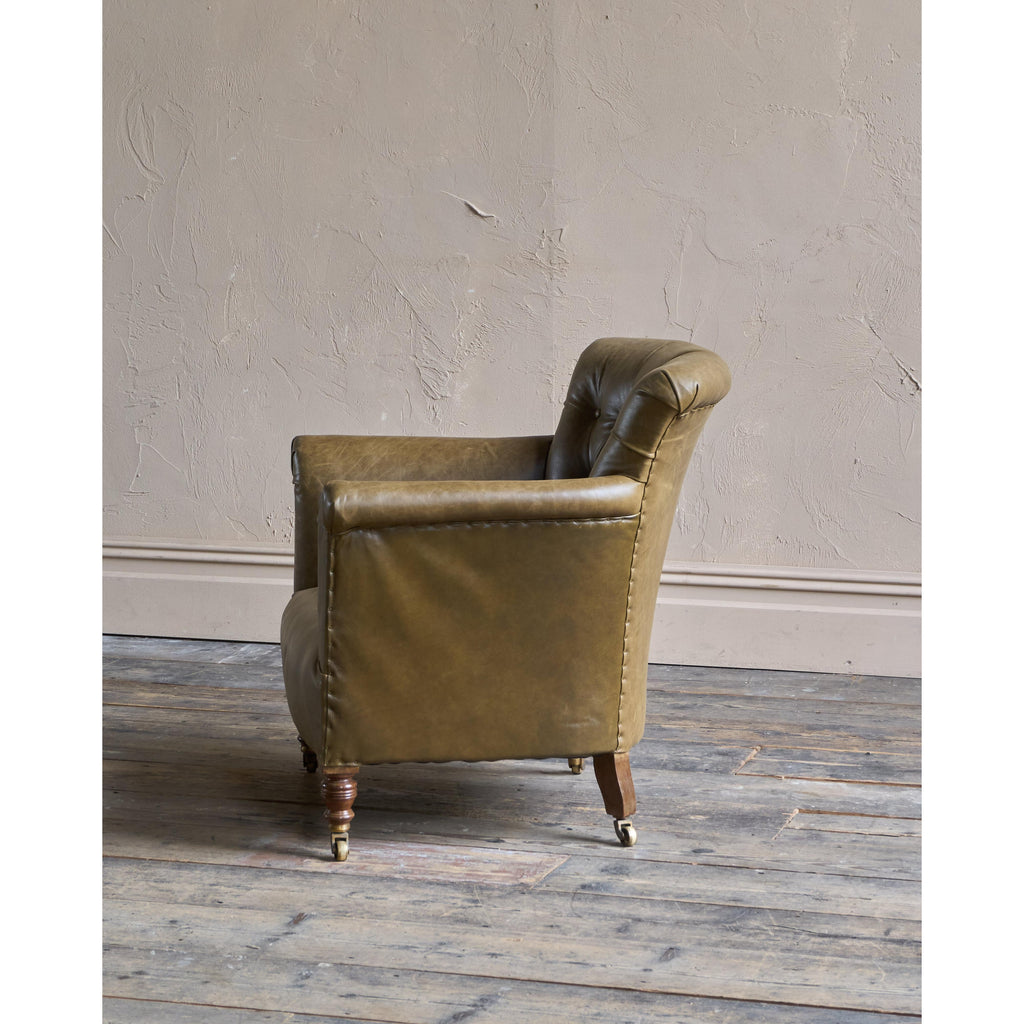 Howard and Sons Woodstock Armchair - green leather-Antique Seating-KONTRAST