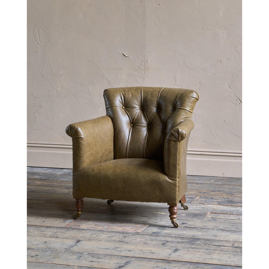 Howard and Sons Woodstock Armchair - green leather-Antique Seating-KONTRAST