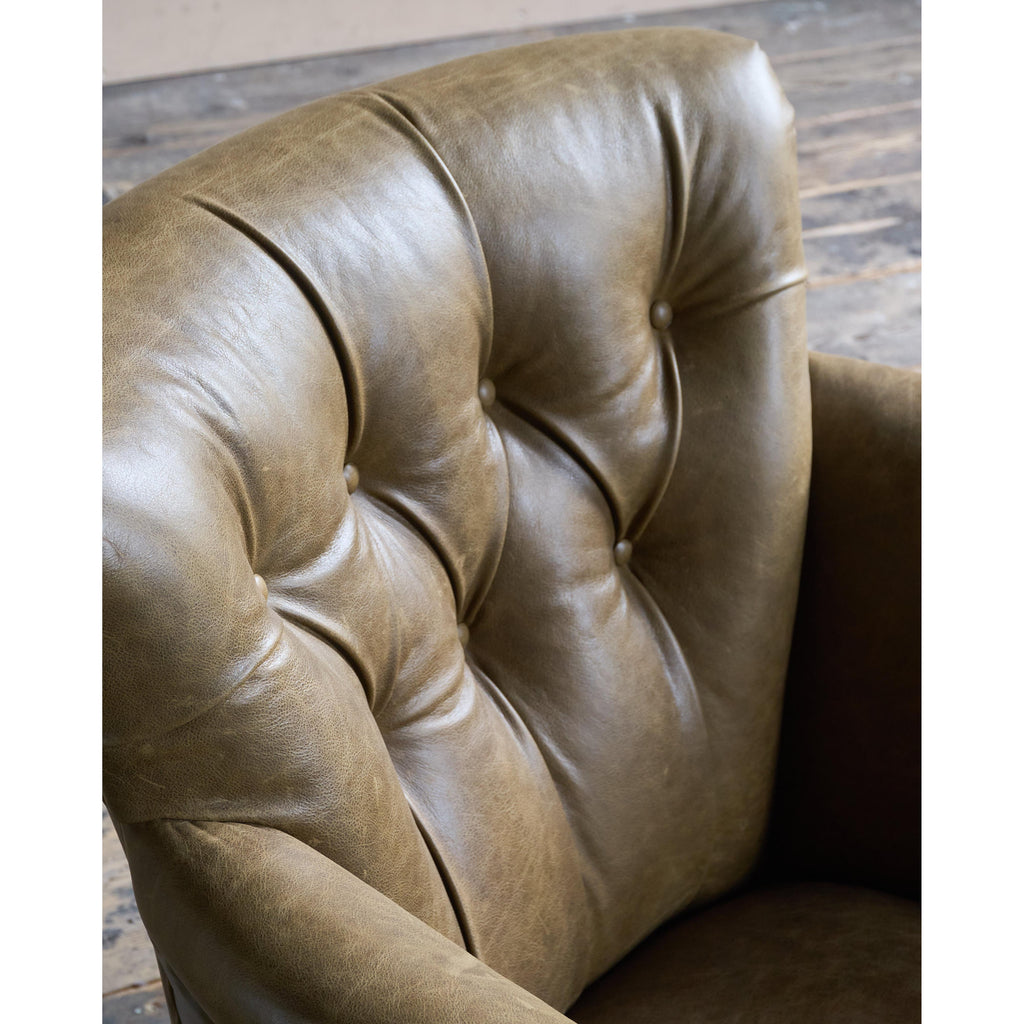 Howard and Sons Woodstock Armchair - green leather-Antique Seating-KONTRAST