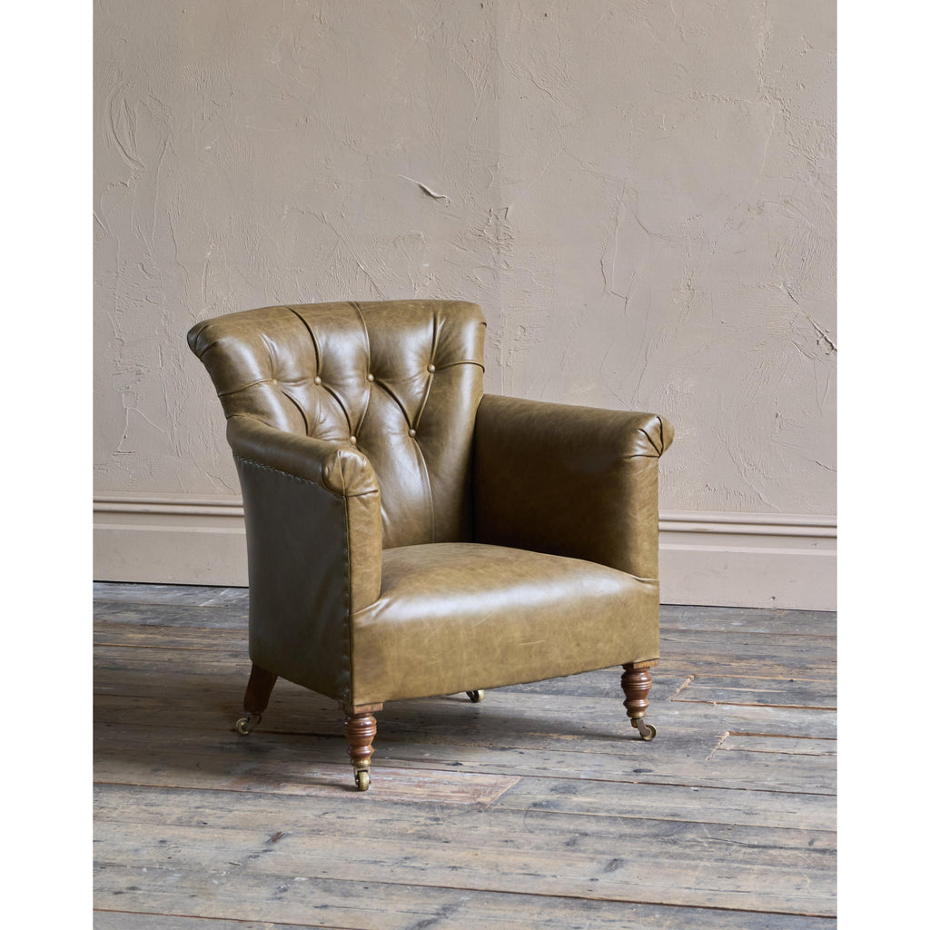 Howard and Sons Woodstock Armchair - green leather-Antique Seating-KONTRAST