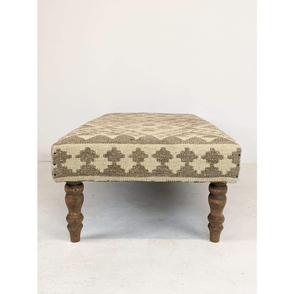 Kilim Footstool no.1 - Handmade Ottoman, Khudrang natural colours-Handmade Ethnic Footstools-KONTRAST