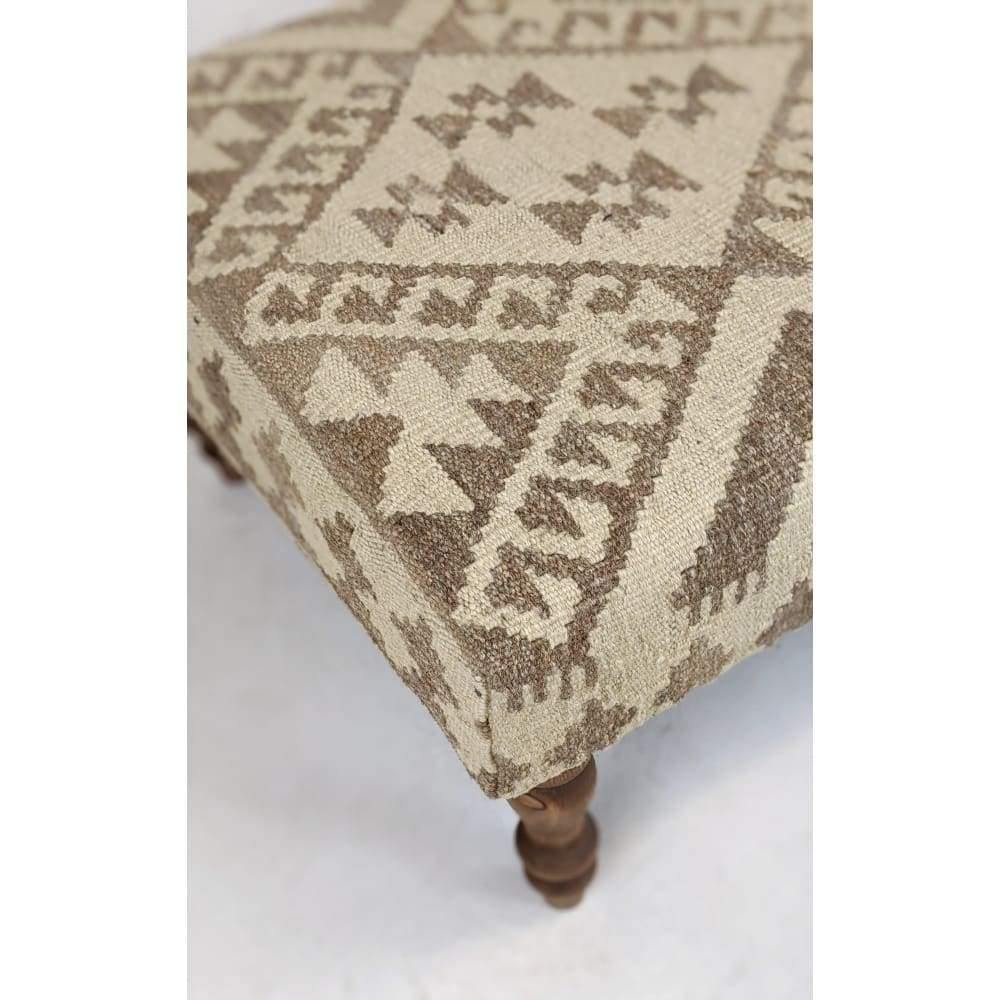 Kilim Footstool no.1 - Handmade Ottoman, Khudrang natural colours-Handmade Ethnic Footstools-KONTRAST