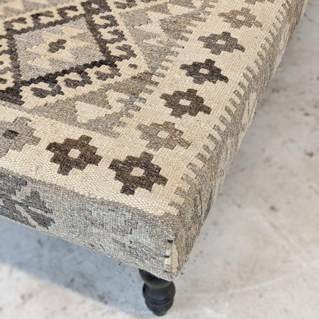 Kilim Footstool no.2 - Handmade Ottoman, Khudrang natural colours-Handmade Ethnic Footstools-KONTRAST