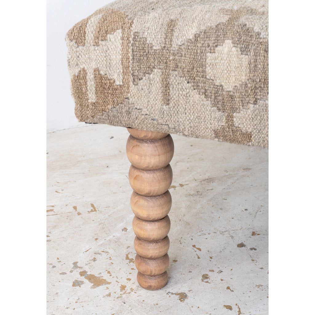 Kilim Footstool no.5 - Handmade Ottoman, Khudrang natural-Handmade Ethnic Footstools-KONTRAST