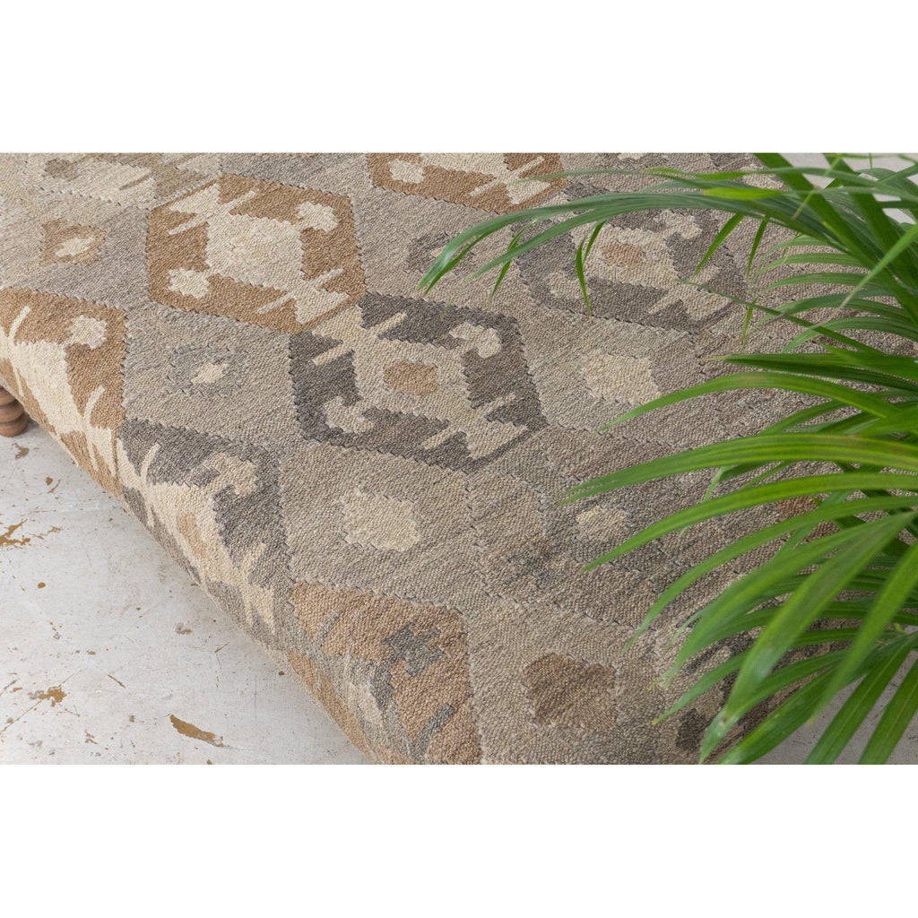 Kilim Footstool no.5 - Handmade Ottoman, Khudrang natural-Handmade Ethnic Footstools-KONTRAST