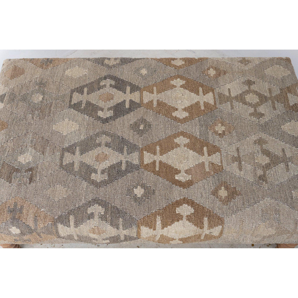 Kilim Footstool no.5 - Handmade Ottoman, Khudrang natural-Handmade Ethnic Footstools-KONTRAST