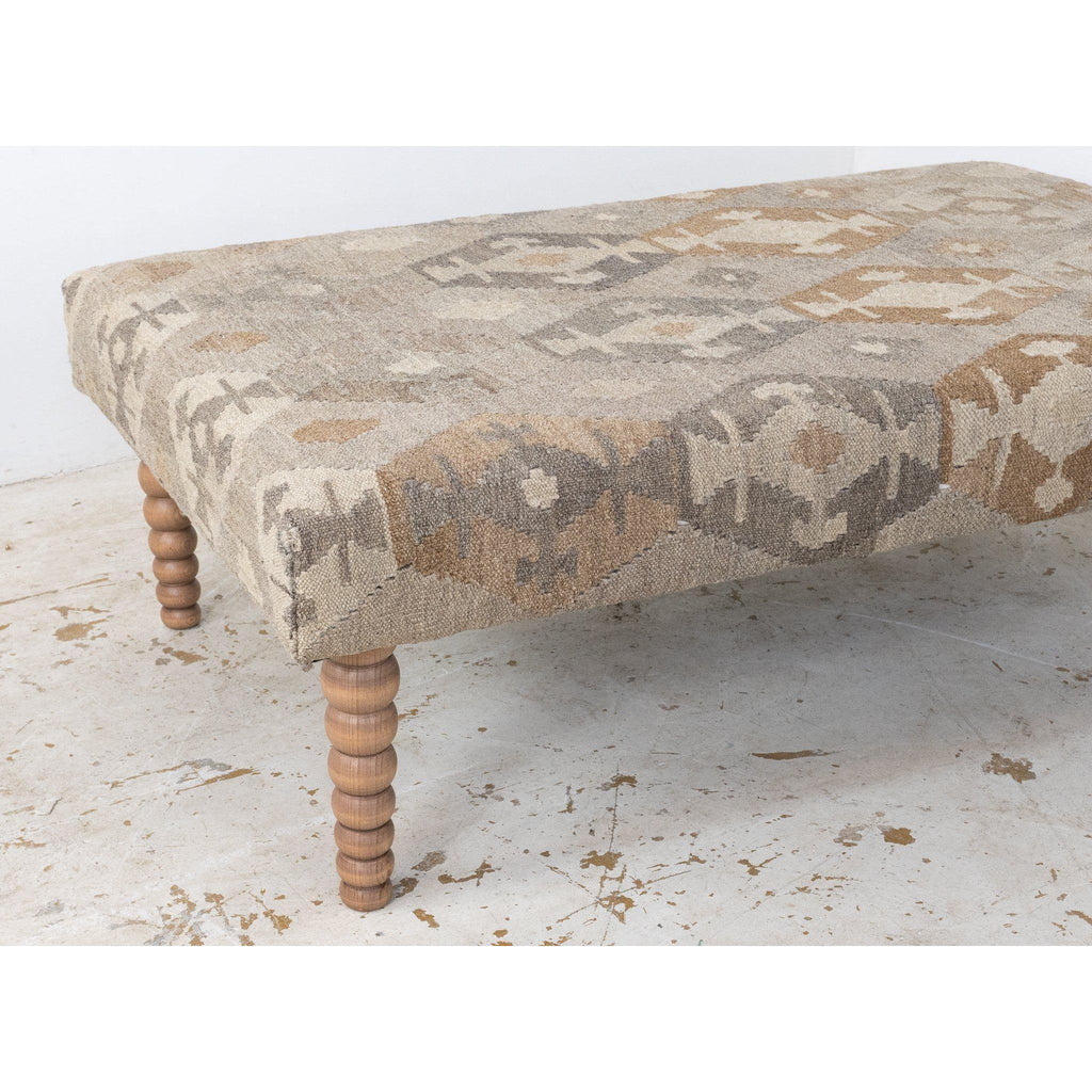 Kilim Footstool no.5 - Handmade Ottoman, Khudrang natural-Handmade Ethnic Footstools-KONTRAST