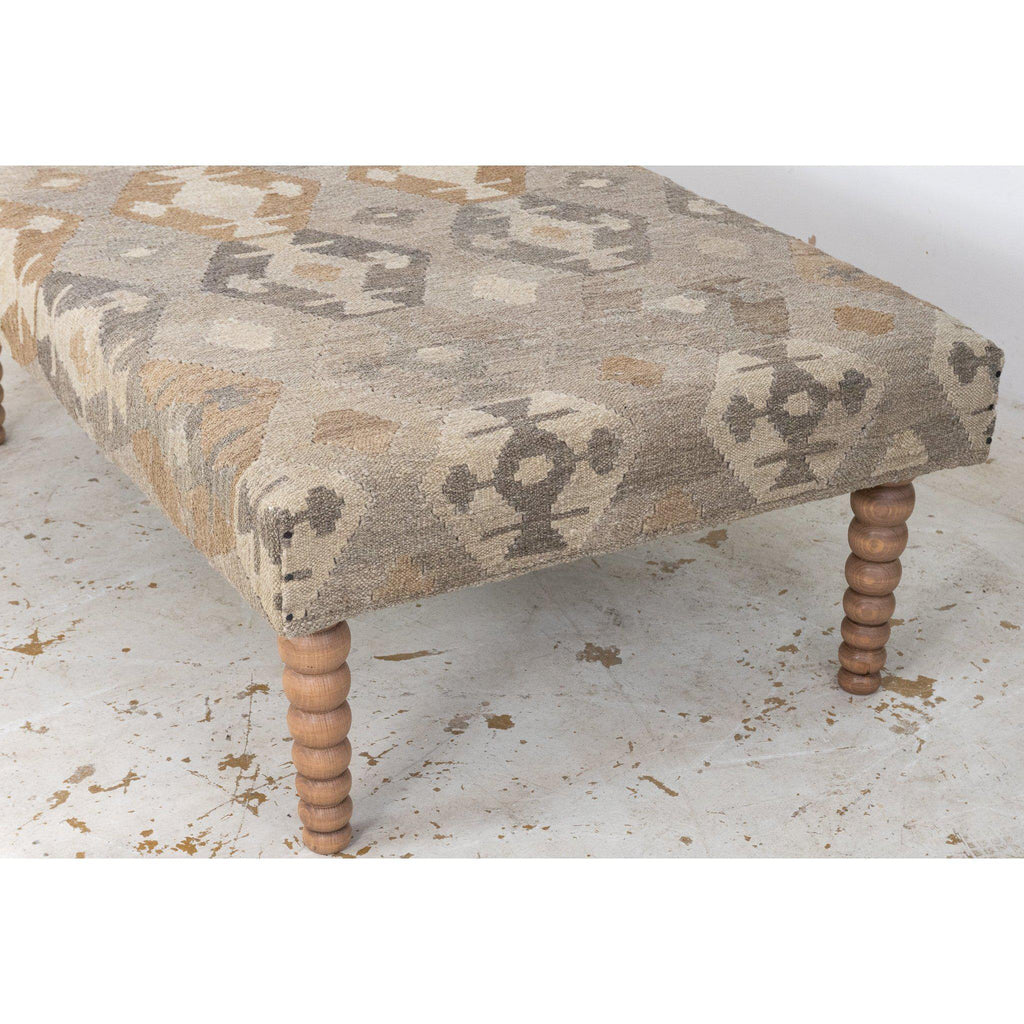 Kilim Footstool no.5 - Handmade Ottoman, Khudrang natural-Handmade Ethnic Footstools-KONTRAST