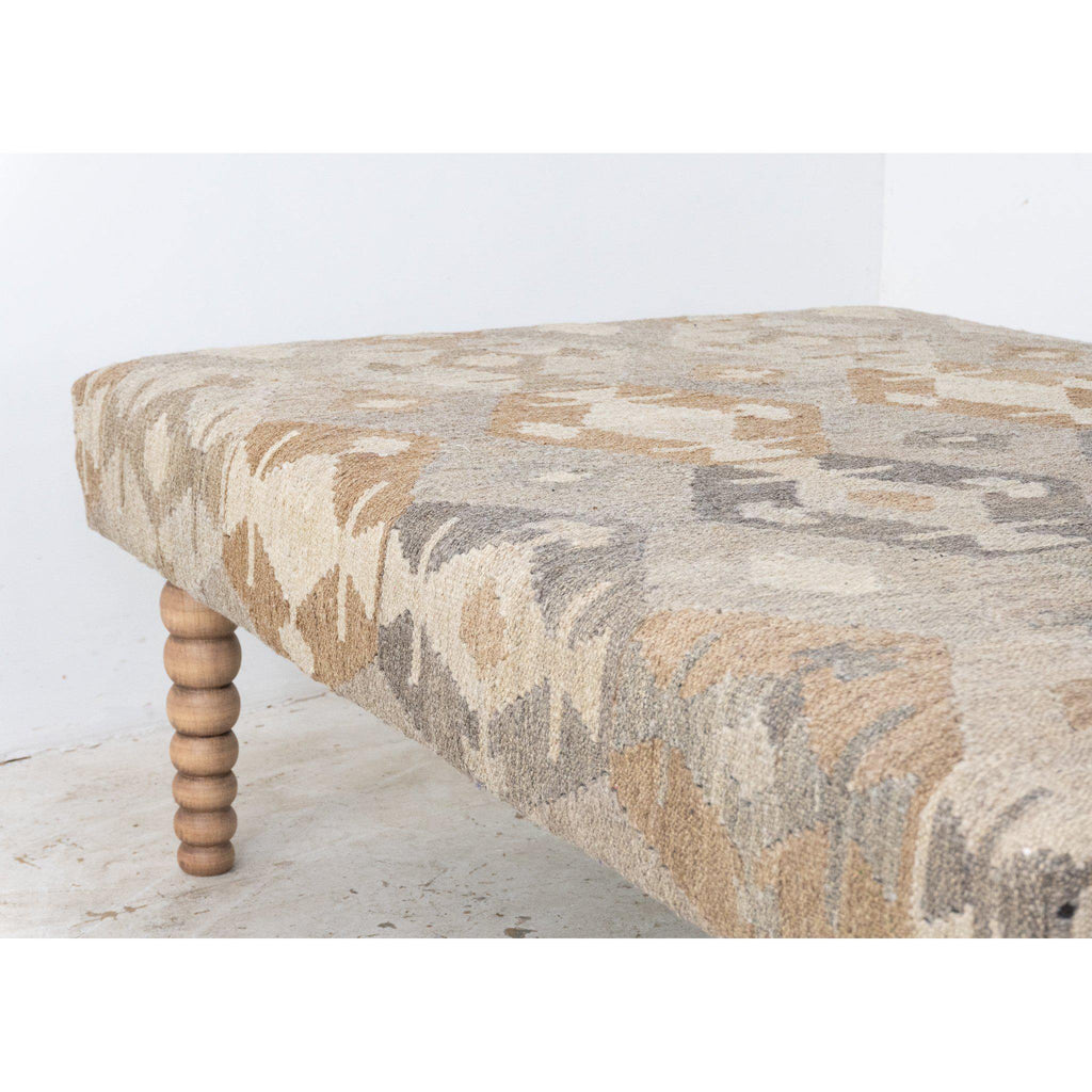 Kilim Footstool no.5 - Handmade Ottoman, Khudrang natural-Handmade Ethnic Footstools-KONTRAST