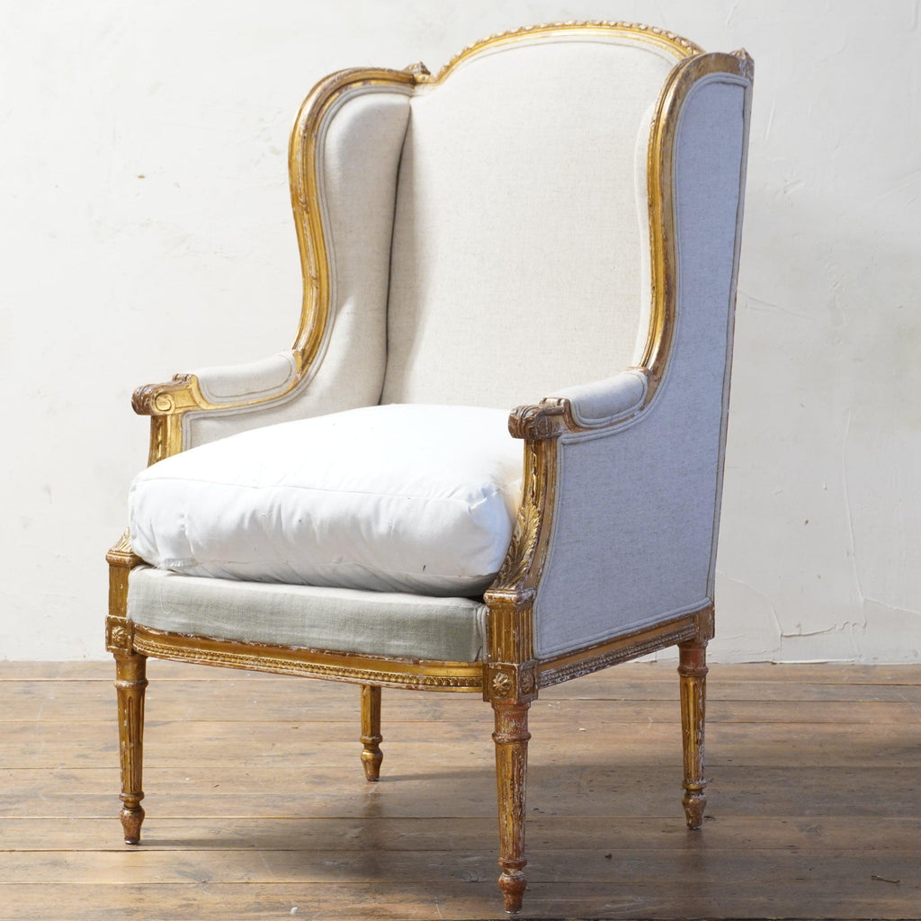 Louis XVI French Wingback Chair-Antique Seating-KONTRAST