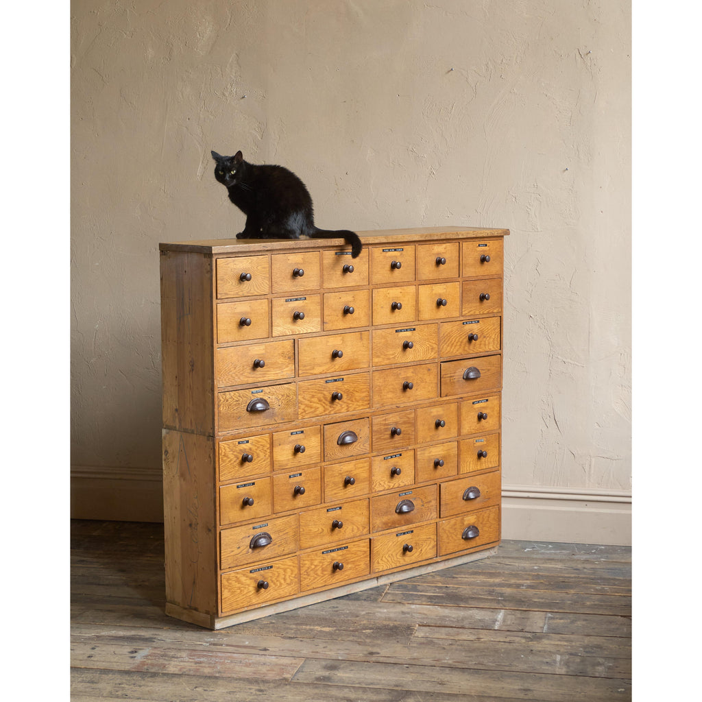 Oak Bank of Drawers-Vintage Storage-KONTRAST