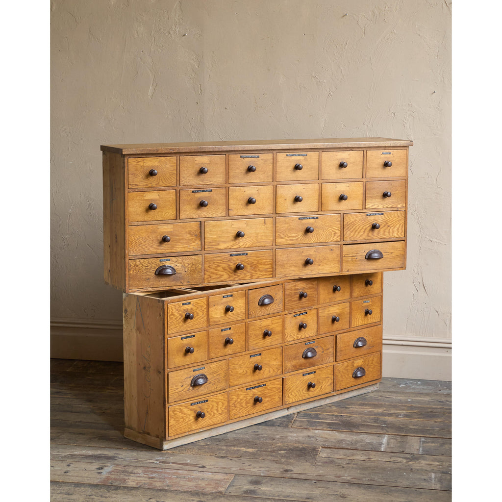 Oak Bank of Drawers-Vintage Storage-KONTRAST