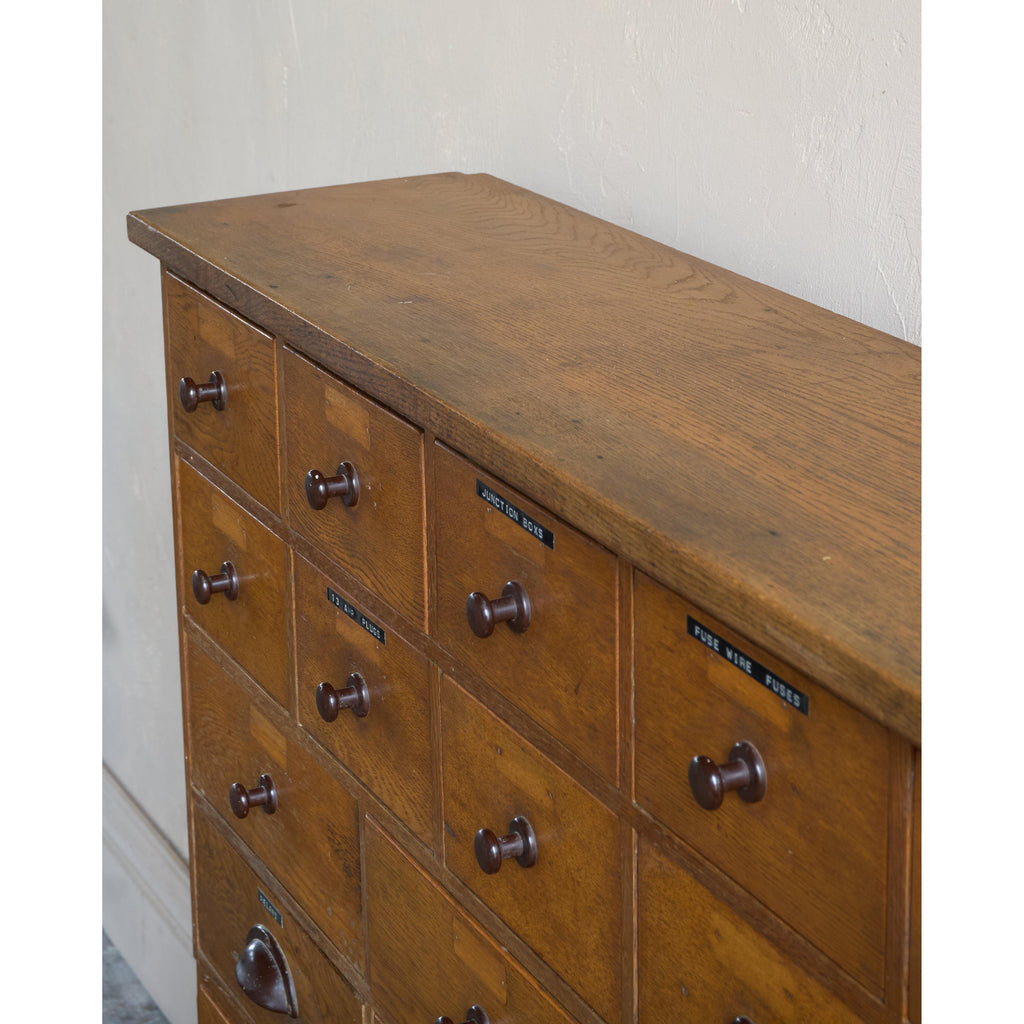 Oak Bank of Drawers-Vintage Storage-KONTRAST