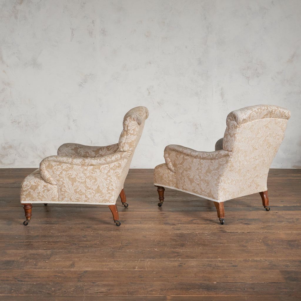 Pair of Howard Style Armchairs by Maple & Co-KONTRAST