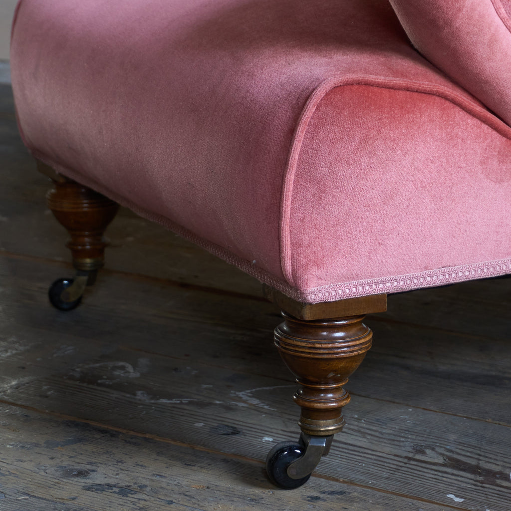 Pair of Howard Style Armchairs - pink velvet-Antique Seating-KONTRAST