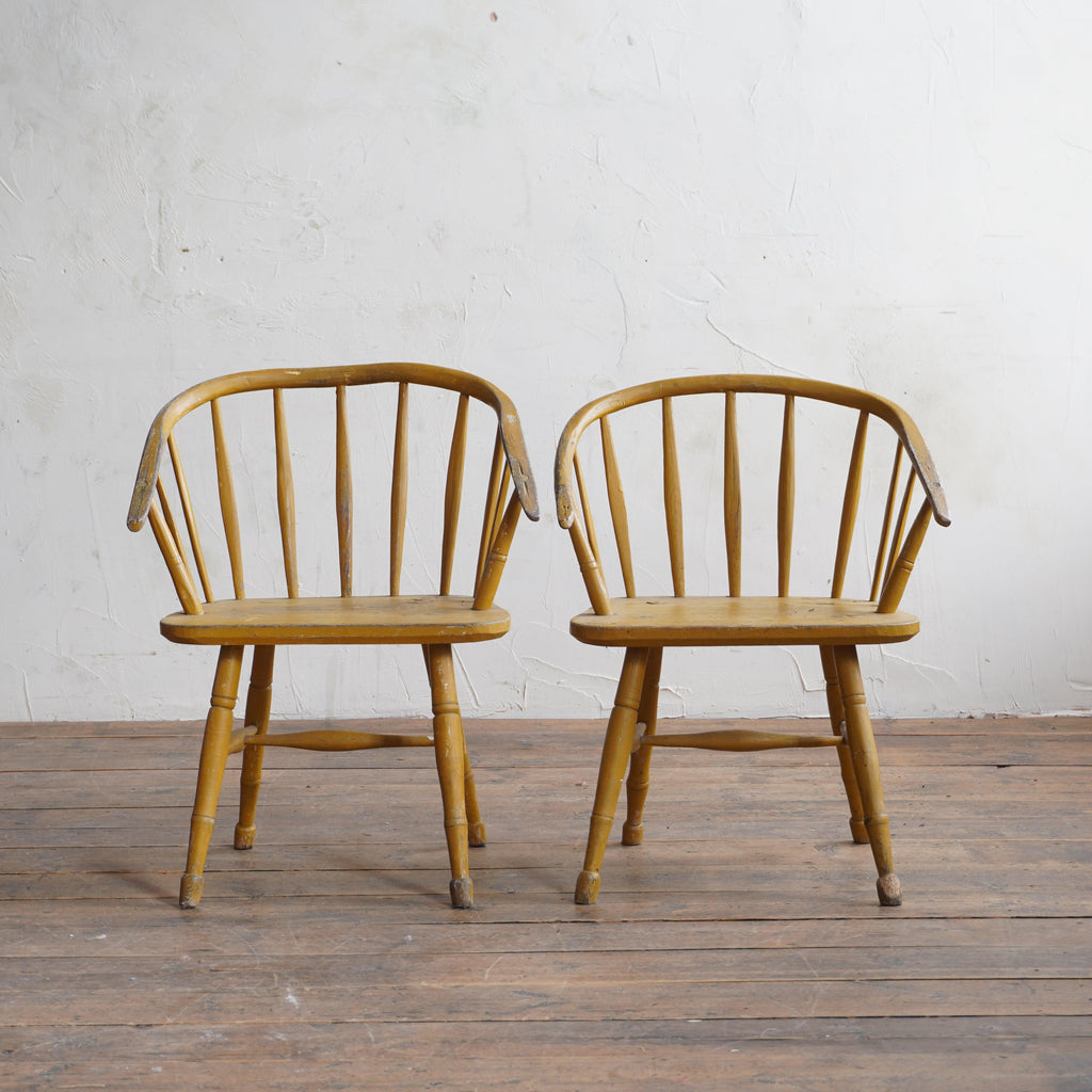 Pair of Windsor Stick Back Painted Chairs-Antique Seating-KONTRAST