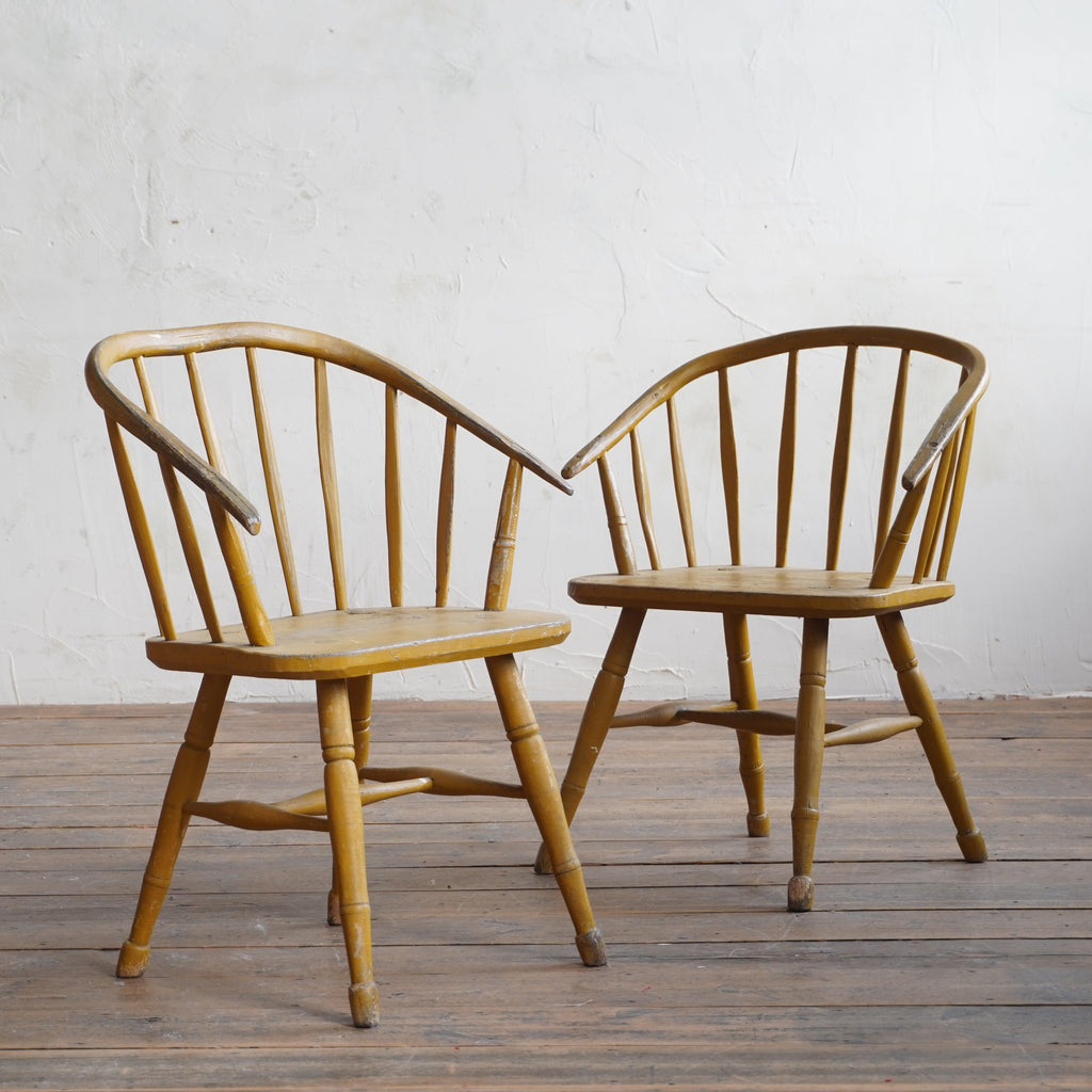 Pair of Windsor Stick Back Painted Chairs-Antique Seating-KONTRAST