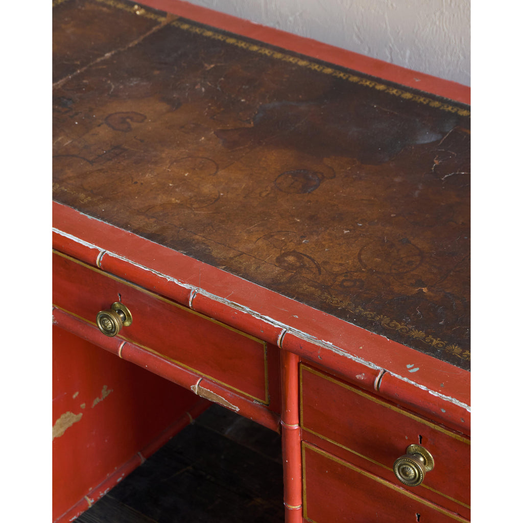 Regency Simulated Bamboo Kneehole Desk-Antique Tables-KONTRAST
