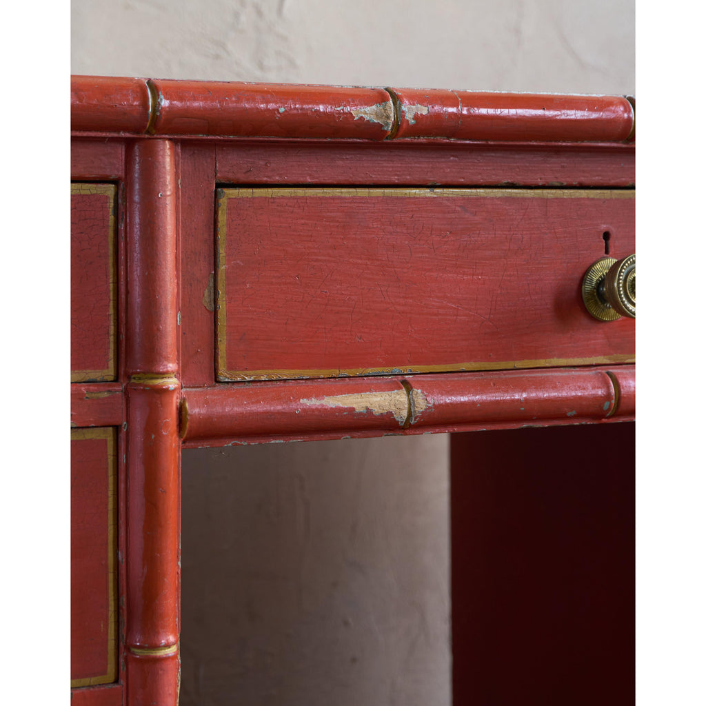 Regency Simulated Bamboo Kneehole Desk-Antique Tables-KONTRAST