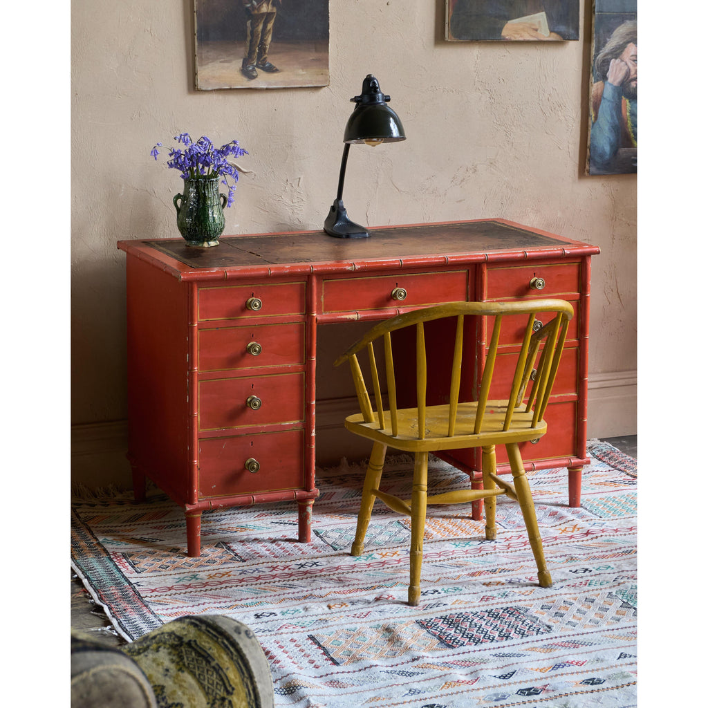 Regency Simulated Bamboo Kneehole Desk-Antique Tables-KONTRAST
