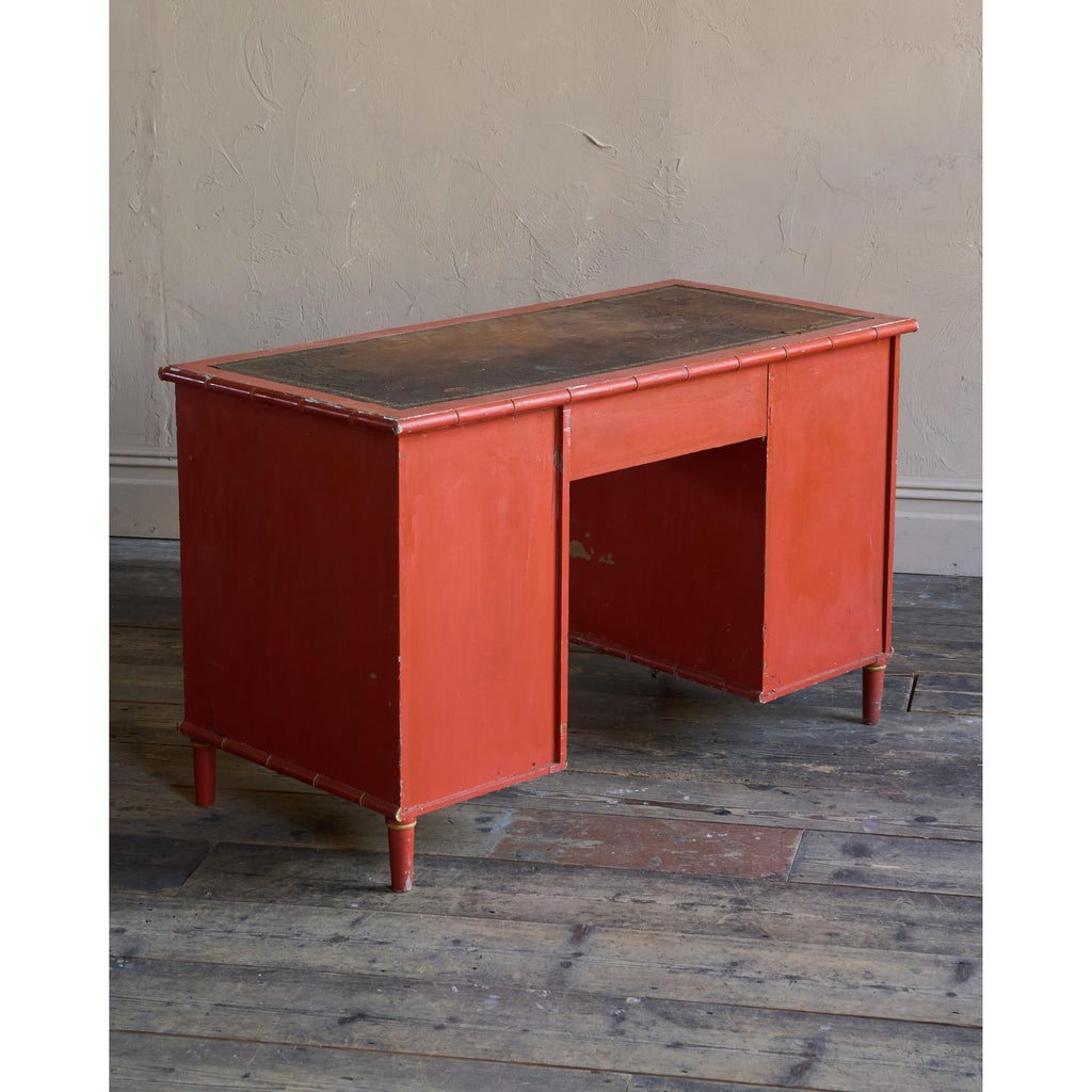 Regency Simulated Bamboo Kneehole Desk-Antique Tables-KONTRAST