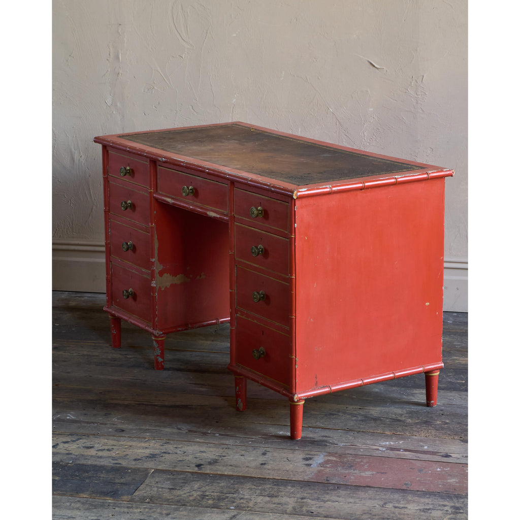 Regency Simulated Bamboo Kneehole Desk-Antique Tables-KONTRAST