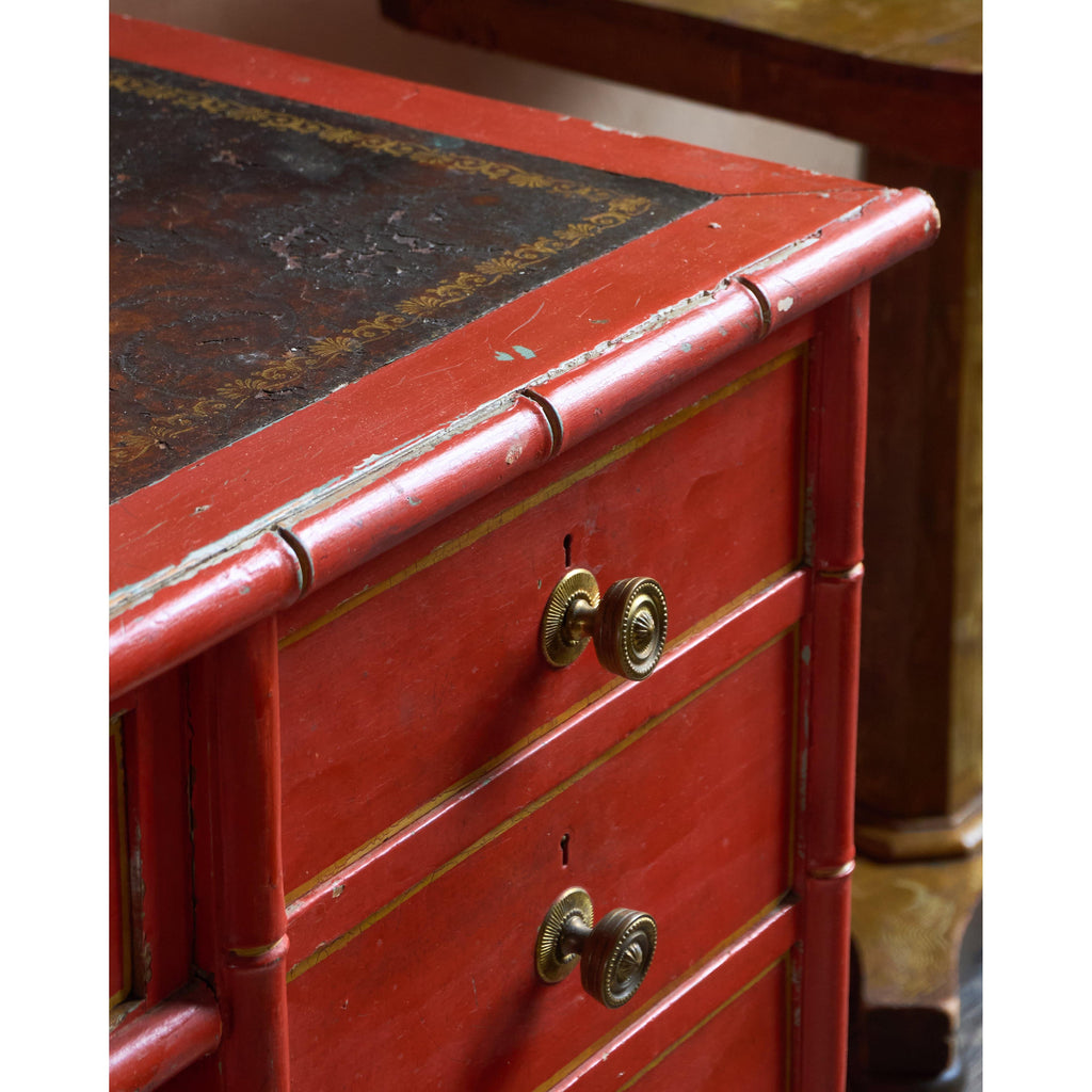 Regency Simulated Bamboo Kneehole Desk-Antique Tables-KONTRAST