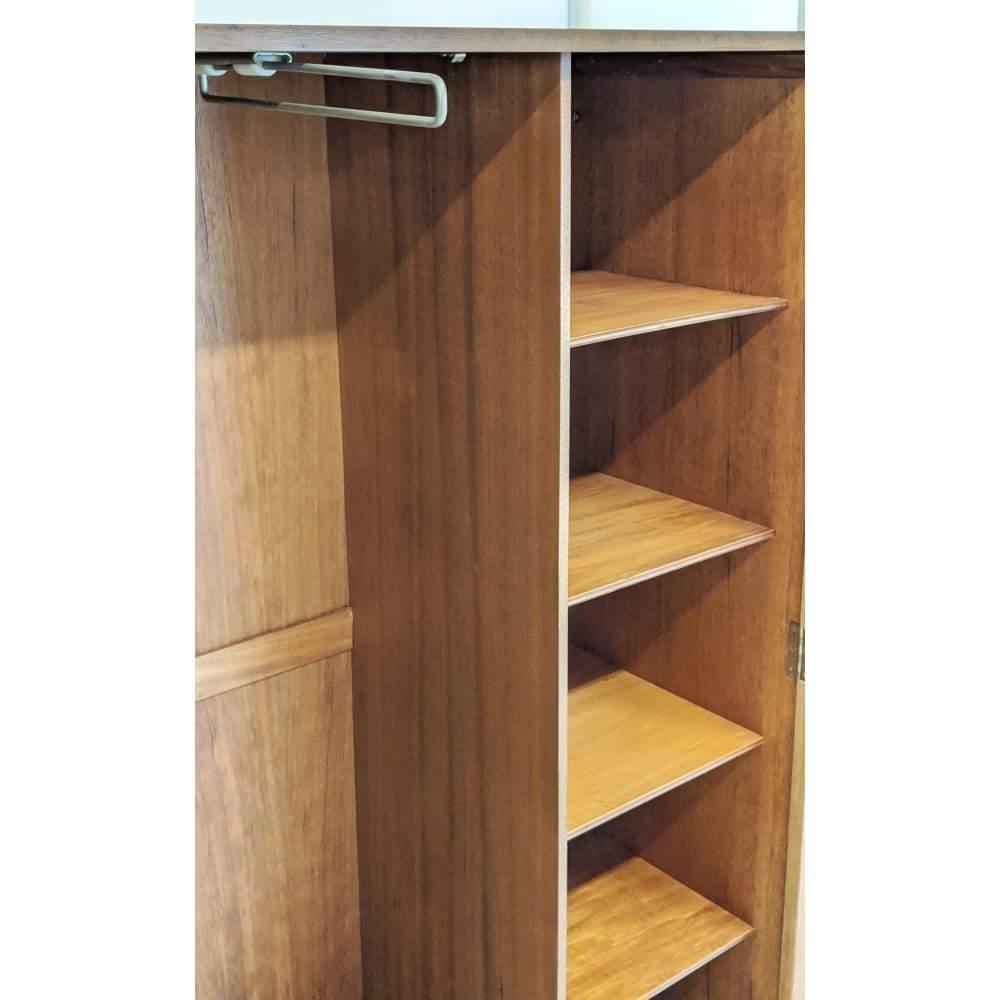 SOLD Staples Ladderax Display Storage Modular Shelving Unit with White Wardrobe, Teak drawers and Shelves designed be Robert Heal in 1964-Mid Century Storage-KONTRAST
