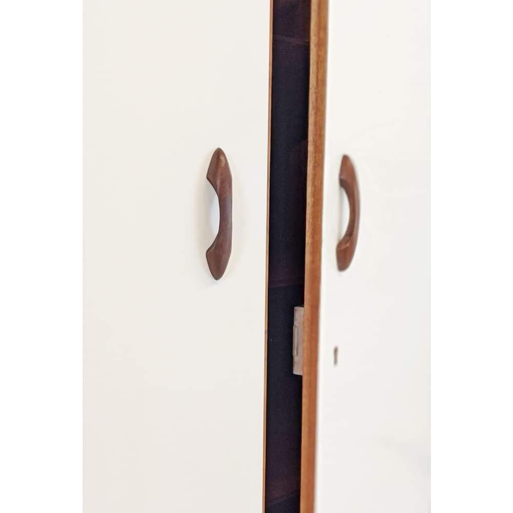 SOLD Staples Ladderax Display Storage Modular Shelving Unit with White Wardrobe, Teak drawers and Shelves designed be Robert Heal in 1964-Mid Century Storage-KONTRAST