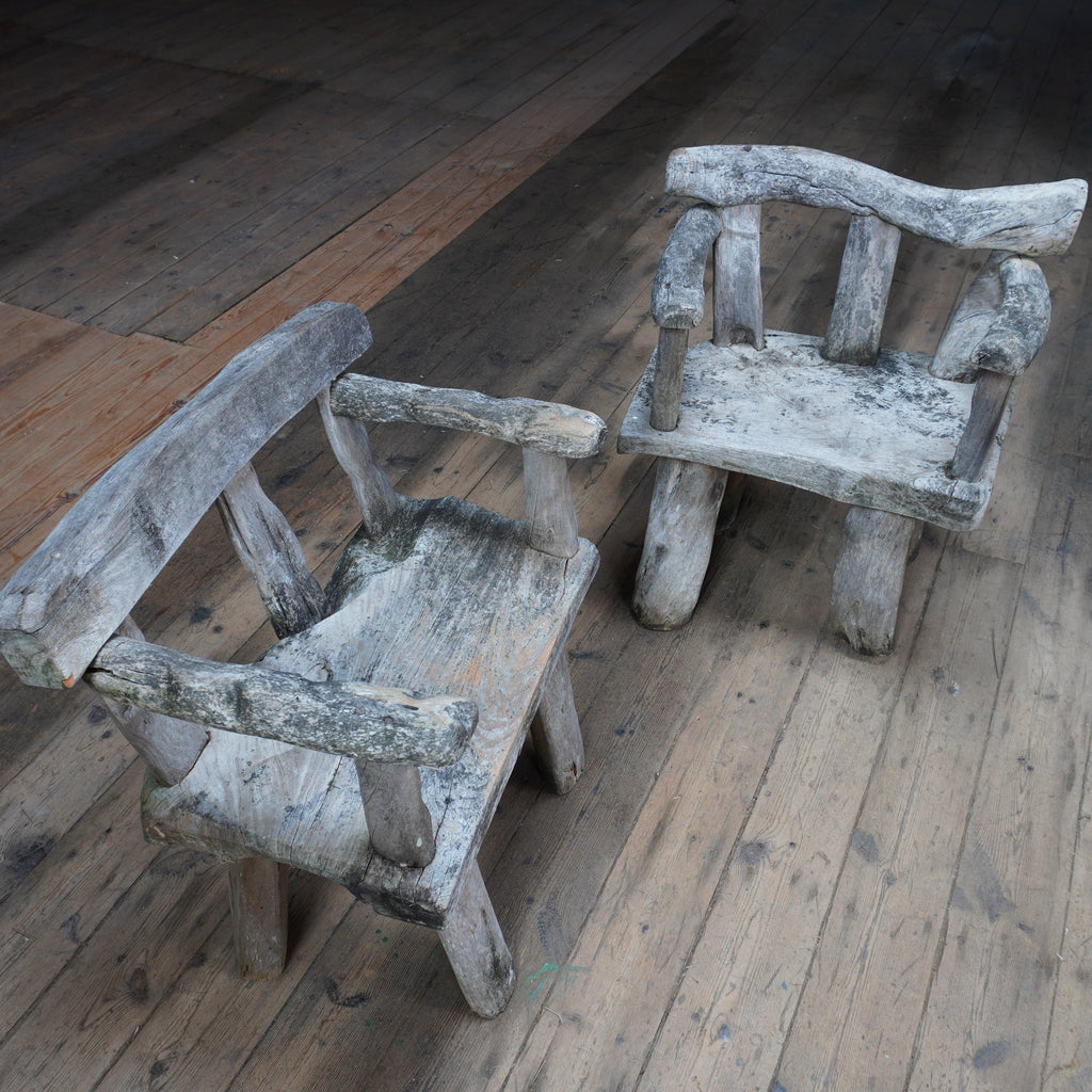 A Pair of Rustic Garden Chairs-Vintage Seating-KONTRAST