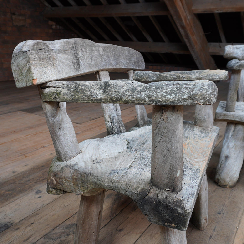 A Pair of Rustic Garden Chairs-Vintage Seating-KONTRAST
