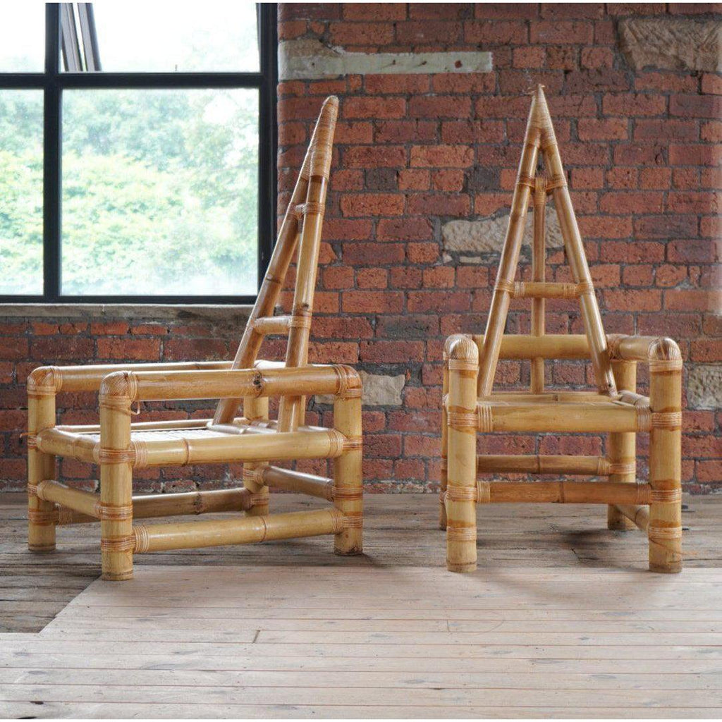 A pair of Triangle Bamboo Throne Chairs-Mid Century Seating-KONTRAST