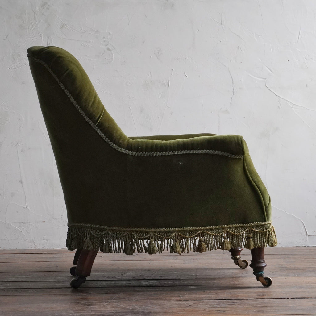 Antique Armchair - in green velvet-Antique Seating-KONTRAST