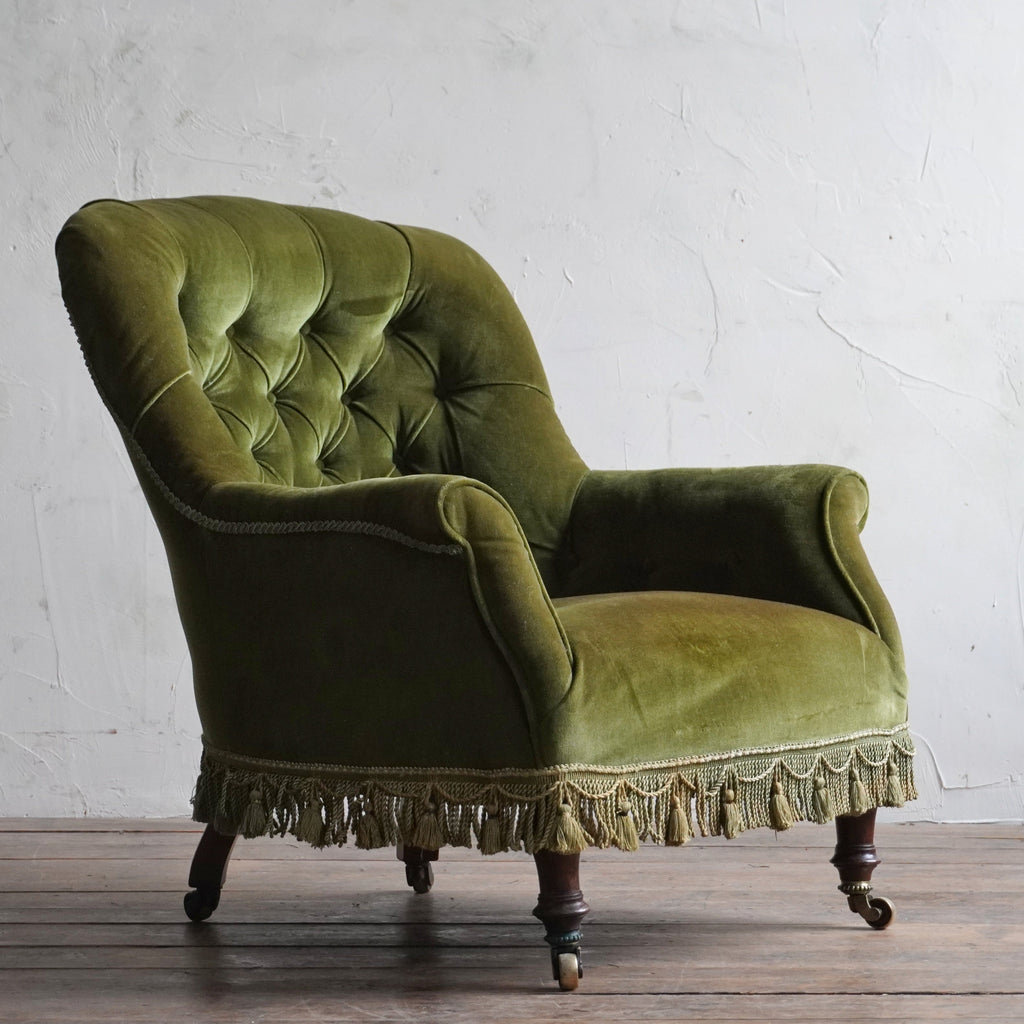 Antique Armchair - in green velvet-Antique Seating-KONTRAST