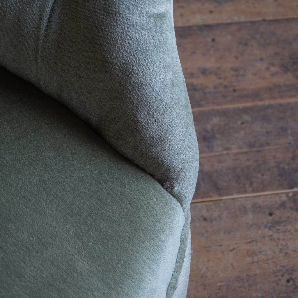 Antique Kidney Sofa - Sage Green Velvet-Antique Seating-KONTRAST