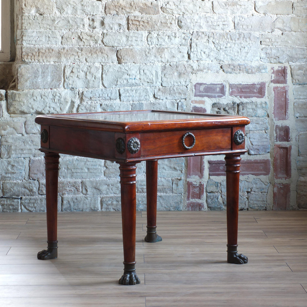 Antique Marble top fruit wood side table-Antique Tables-KONTRAST