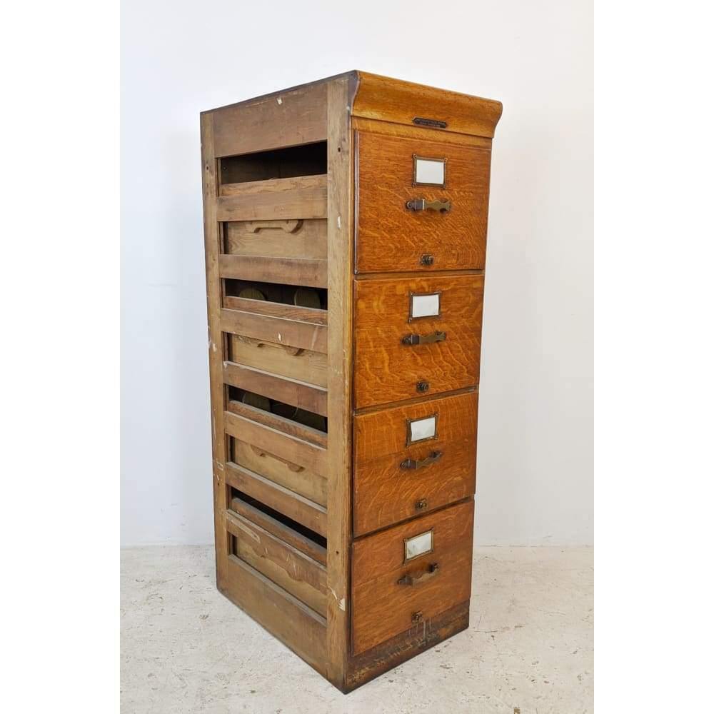 Antique Oak Filing Cabinet Drawers #1-Antique Storage-KONTRAST