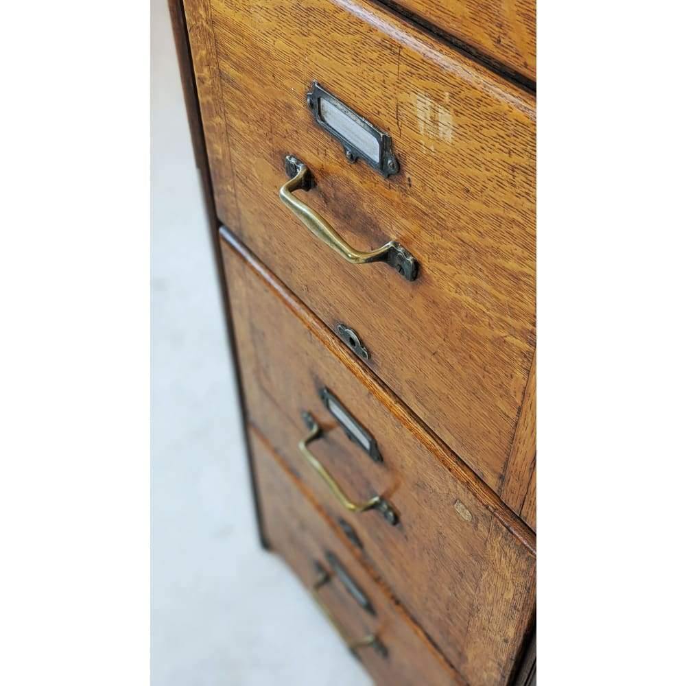 Antique Oak Filing Cabinet - four drawers by Kenrick Jeffersen - mission era 20s-Antique Storage-KONTRAST