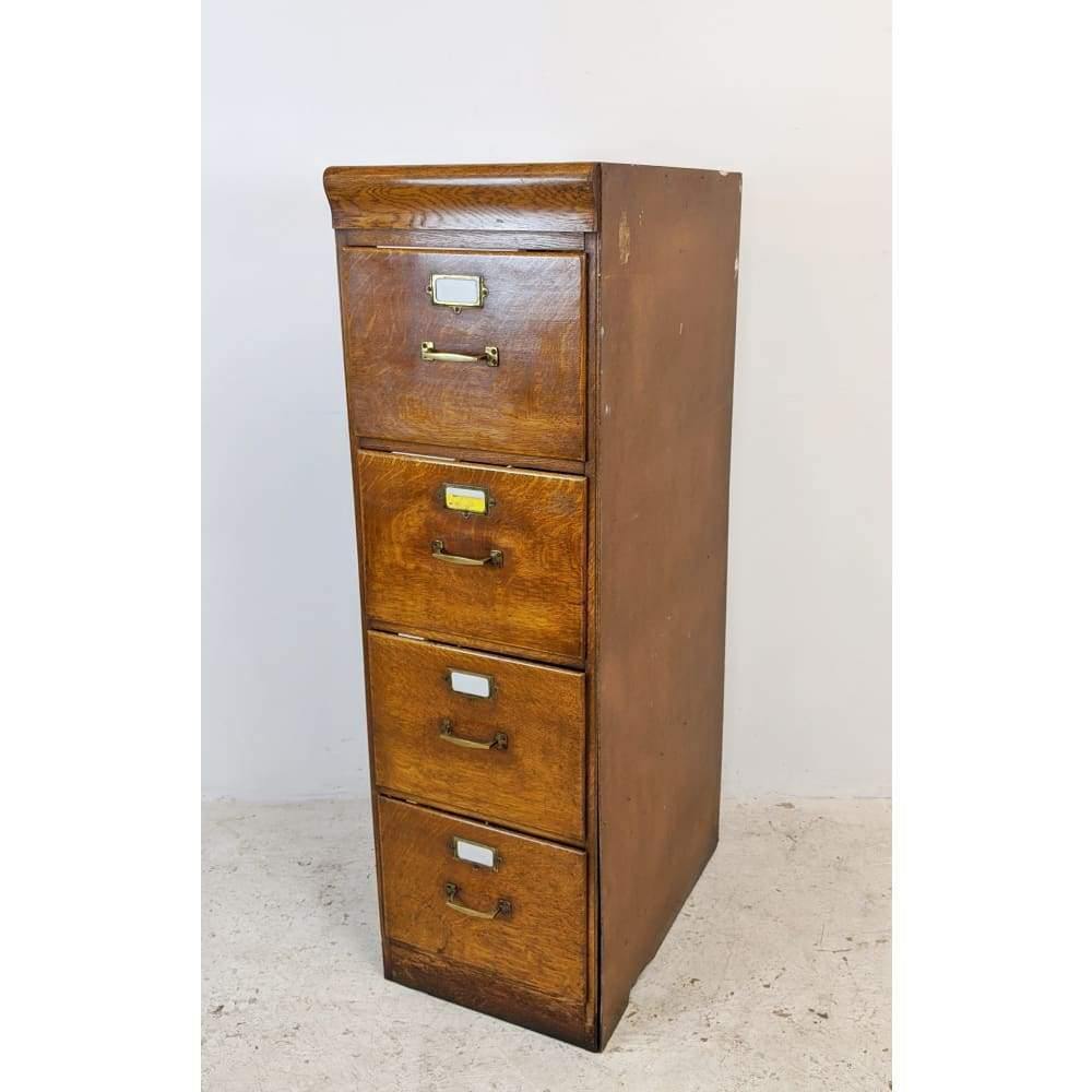 Antique Oak Filing Cabinet - four drawers - mission era 20s-Antique Storage-KONTRAST