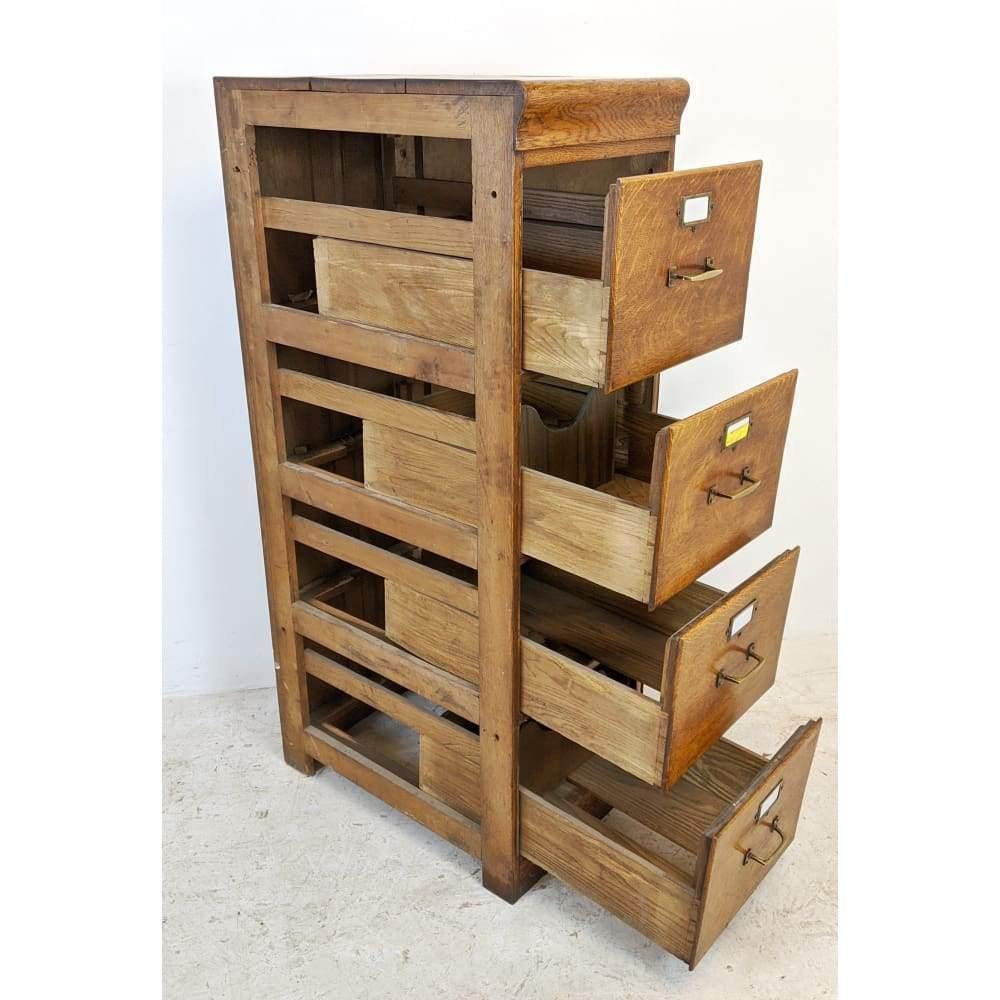 Antique Oak Filing Cabinet - four drawers - mission era 20s-Antique Storage-KONTRAST