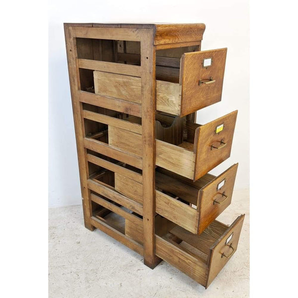 KONTRAST - Antique Oak Filing Cabinet - four drawers - mission era 20s