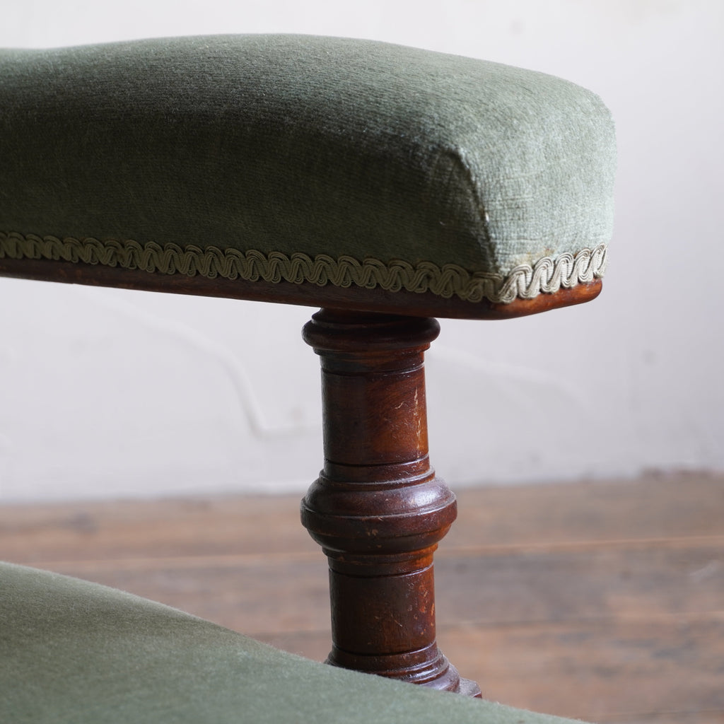 Antique Open Armchair - green velvet-Antique Seating-KONTRAST