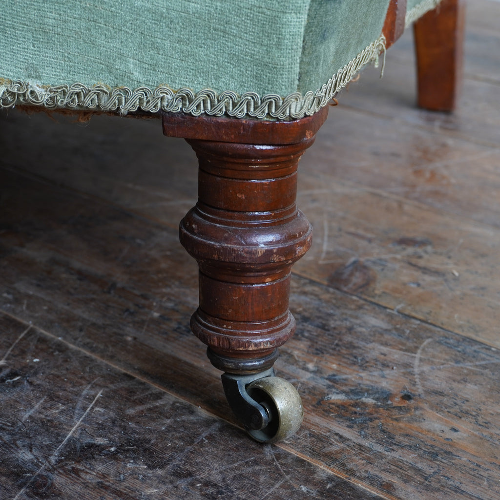 Antique Open Armchair - green velvet-Antique Seating-KONTRAST