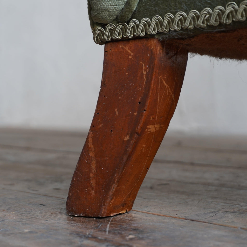 Antique Open Armchair - green velvet-Antique Seating-KONTRAST