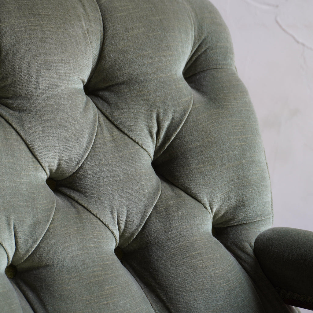 Antique Open Armchair - green velvet-Antique Seating-KONTRAST